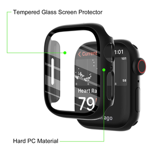 Hard PC Protective Case with Tempered Glass Screen Protector for <strong>Apple</strong> Watch Series 1 2 3 <strong>4</strong> 5 6 7 <strong>8</strong> 9 SE 40 41 44 45 mm Iwatch - Product Image 3
