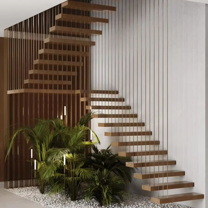 Cảm biến LED ánh sáng trong nhà cầu thang nổi cầu thang thẳng thép carbon Q235 hiện đại 12mm Kính cường lực - Product Image 4