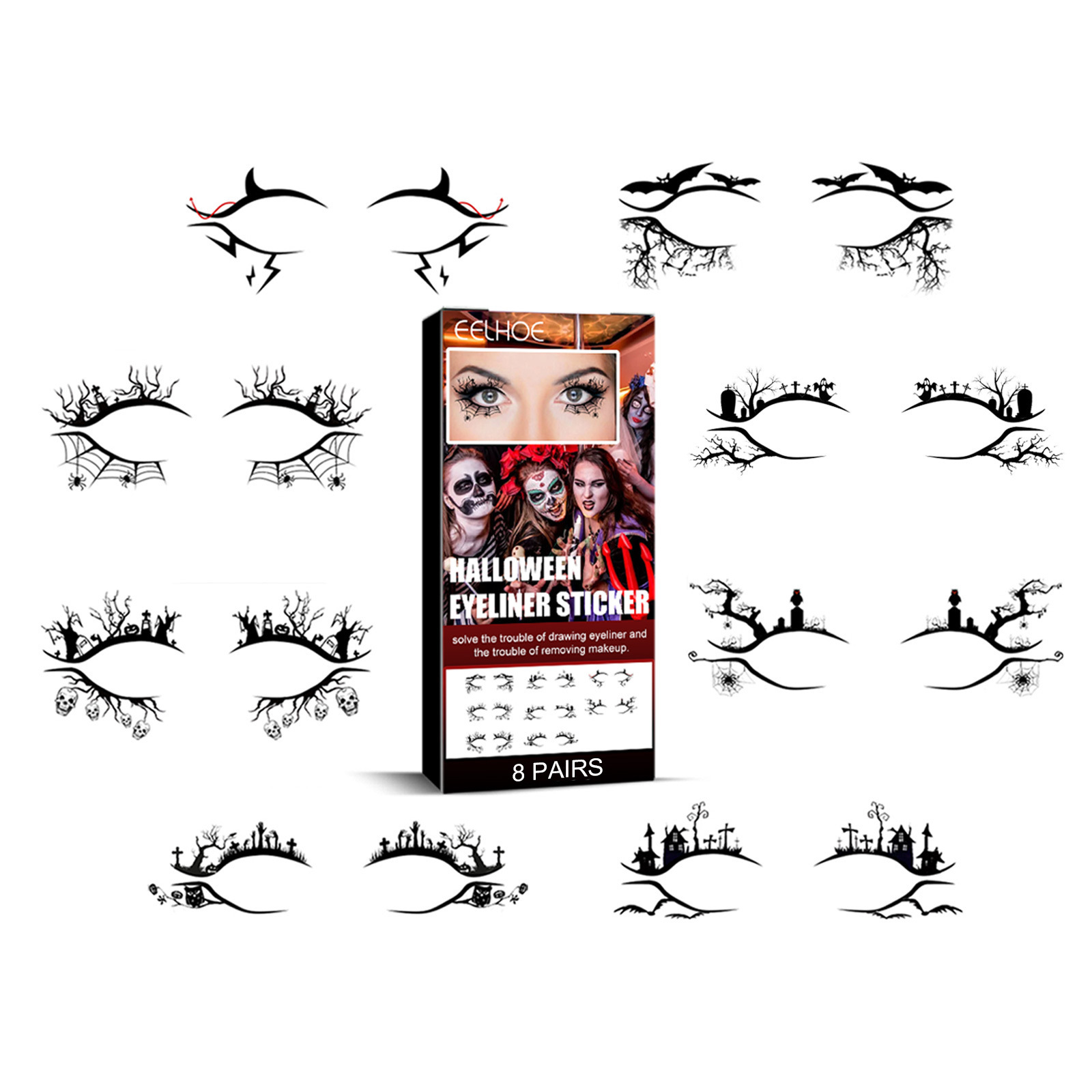 Set d'autocollants Eyeliner (8 paires)