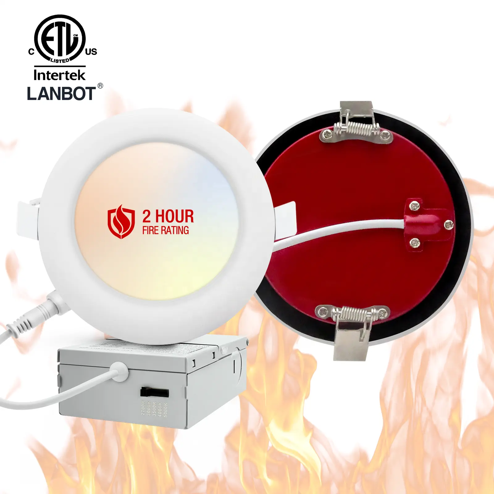 Lanbot Etl 4Inch Brandwerende Slanke Potlampjes Verzonken Aluminium Brandwerende Downlights Met Bestuurder