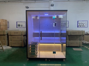 Design Canadian Hemlock Sauna Tradicional com Dois Lados de Vidro Proporcionando Boa Vista Modern Indoor Villa <span class=keywords><strong>Computer</strong></span> Control Panel
