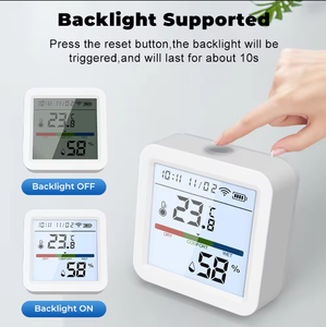 Tuya Smart Wifi Sensor de temperatura y humedad Pantalla LCD Función de retroiluminación Interior Dector con batería de alimentación - Product Image 3