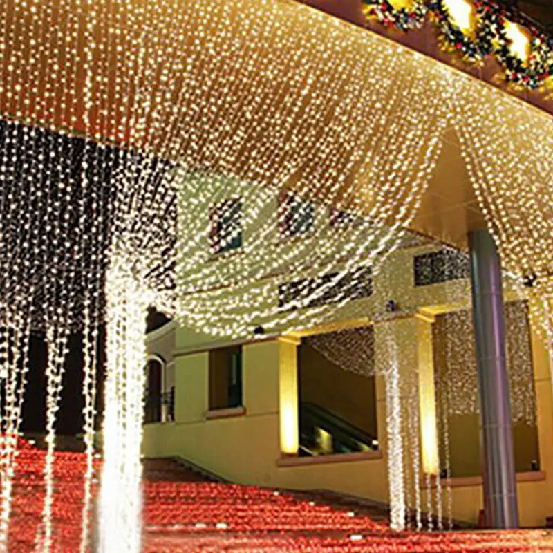 Led Gordijn Waterval Licht 3*3 Meter 300 Verlichting Kerst Dag Vol Sterren Raam Decoratie Licht String Fabrikanten