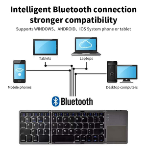 Muti <strong>Functional</strong> Triple Fold Rechargeable Bluetooth Wireless <strong>Keyboard</strong> With Touch Pad Used for Mobile Phone <strong>Computer</strong> Notebook