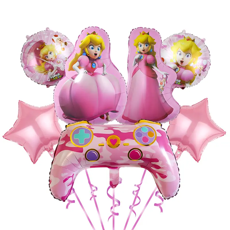 Nouvelle princesse pêche Super héros Mario jeu thème ballon fête d'anniversaire décoration fournitures pour enfants jouet dessin animé feuille ballon