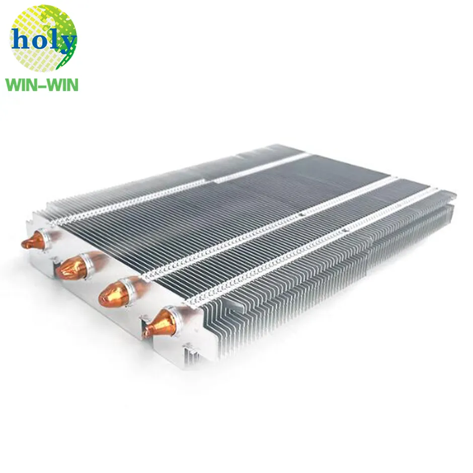 Dissipateur thermique refroidisseur en aluminium extrudé de taille personnalisée Tubes de cuivre intégrés plaque de refroidissement liquide