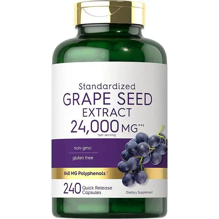 Capsule di estratto di semi d'uva standardizzate di massima forza riducono i lipidi nel sangue e amp antiossidazione e amp proteggere gli occhi