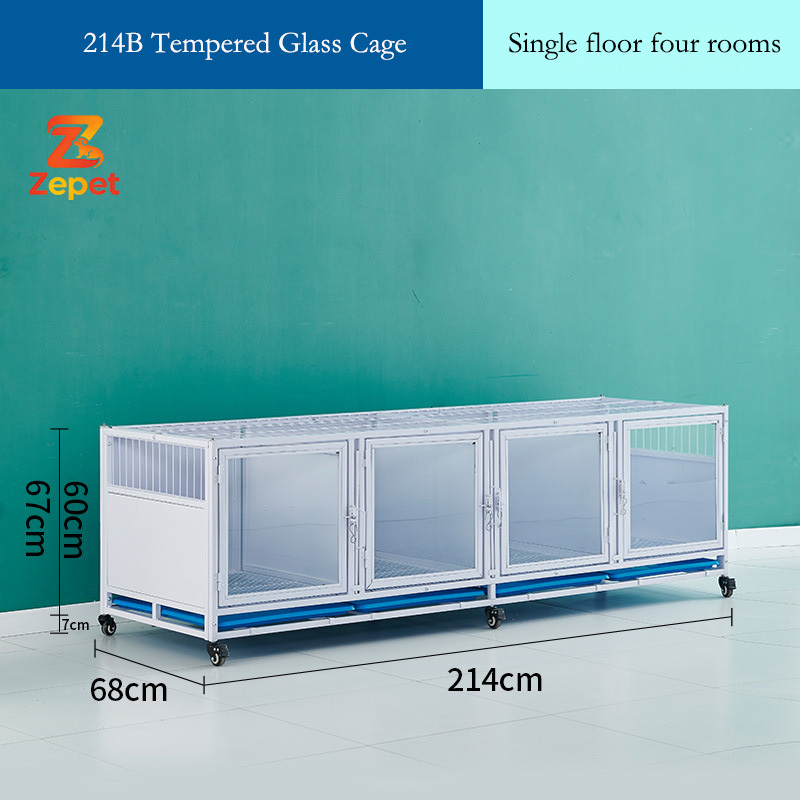 White tempered glass cage 214B