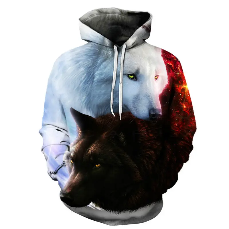 Lupo Stampato Con Cappuccio Da Uomo di Marca 3d Hoodies Del Ragazzo Giacche di Alta Qualità Pullover di Modo Tracksuitshoodies Animale Streetwear Cappotto