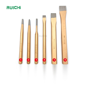 RUICHI-Juego de cinceles fríos, 6 unidades, cincel cilíndrico plano con bolsa de lona, cincel cónico para ladrillo, hormigón, piedra metálica