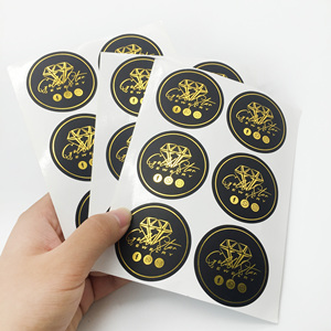 Çok ucuz özel PVC altın folyo <span class=keywords><strong>Sticker</strong></span> LogoSelf yapıştırıcı şeffaf yuvarlak etiket çıkartmaları baskı - Product Image 5