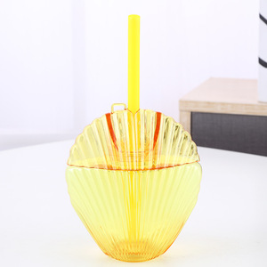 Glitter <strong>pink</strong> Color Large Plastic Shell Shape Tumbler <strong>Cup</strong> with Straw - Product Image 3
