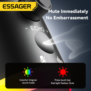 Essager yu7 Loại C RGB chuyên nghiệp có dây Gamer live streaming bàn PC điện thoại di động <span class=keywords><strong>microphone</strong></span> podcast ghi âm USB Mic - Product Image 5
