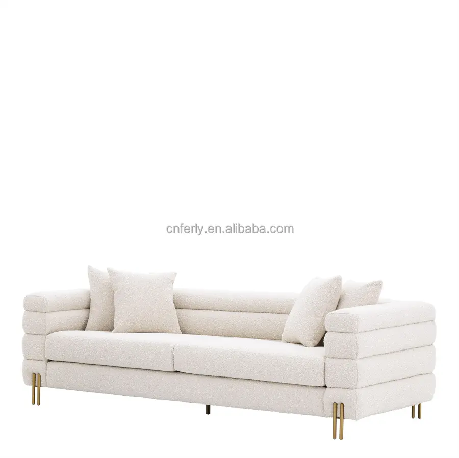 Sofás modernos de tela para sala de estar, sofá hecho a mano de lana envuelta en piel de oveja, conjunto de sofá de piel de oveja