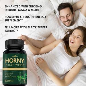AegleWell organik rumput Horny Goat ekstra kekuatan pria suplemen dengan akar Maca hitam, Tongkat panali kapsul ekstrak Ginseng - Product Image 3