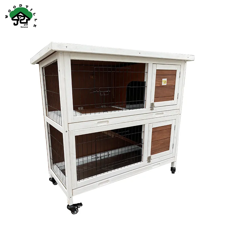 WoodVille Outdoor 2 Story Rabbit Hutches On Wheels Wooden Rabbit Hutch Pet Houses