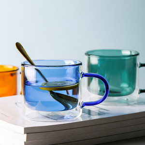 300 <strong>ml</strong> High-temperature Resistant Glass Double Wall Glass Water <strong>Cup</strong> with Handle, Suitable for Brewing Tea and Coffee - Product Image 4