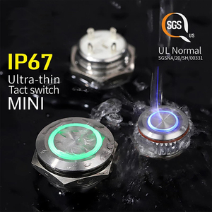 12 16 19 22MM Mini Short Tact impermeabile IP68 momentaneo in metallo interruttore a pulsante ultrasottile con indicatore LED rosso verde - Product Image 2