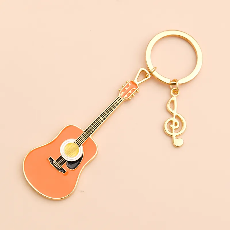 Wholesale Treble Clef Musical Note Keychain Creativity Bag Hanging Guitar Key Chain Key Ring