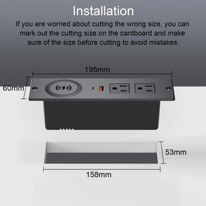 125V 12A美国标准嵌入式插座2交流插座1 usb-a 1USB-C电源线，带15w无线充电器电源插座条 - Product Image 5