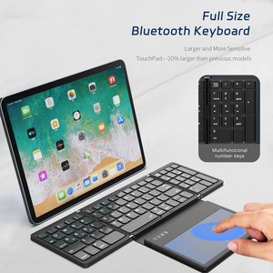 Mini teclado plegable triple Teclado inalámbrico de cuero con panel táctil Teclado portátil para Windows Android IOS iPad Phone - Product Image 2