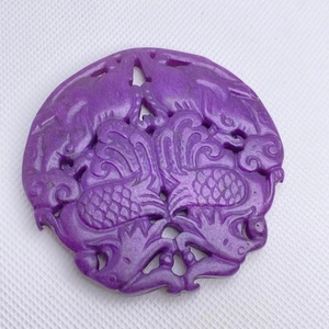 Wholesale Natural Stone Deep Purple Carved <strong>Jade</strong> Amulet Medallion Dragon Pendant Good <strong>Luck</strong>