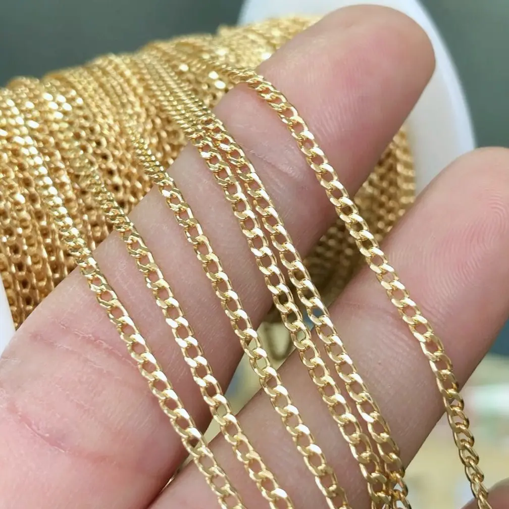 Nueva cadena cubana de 2,0mm llena de oro de 14 quilates para mujer fabricación de joyas collares plata 925