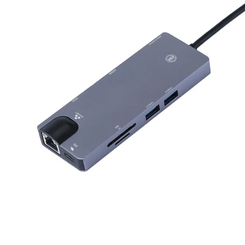 8-Trong-1 USB 3.0 Tốc Độ Cao Cổng Type-C Hub Rj45 Gigabit Ethernet Mạng PD Hub phụ Kiện Máy Tính