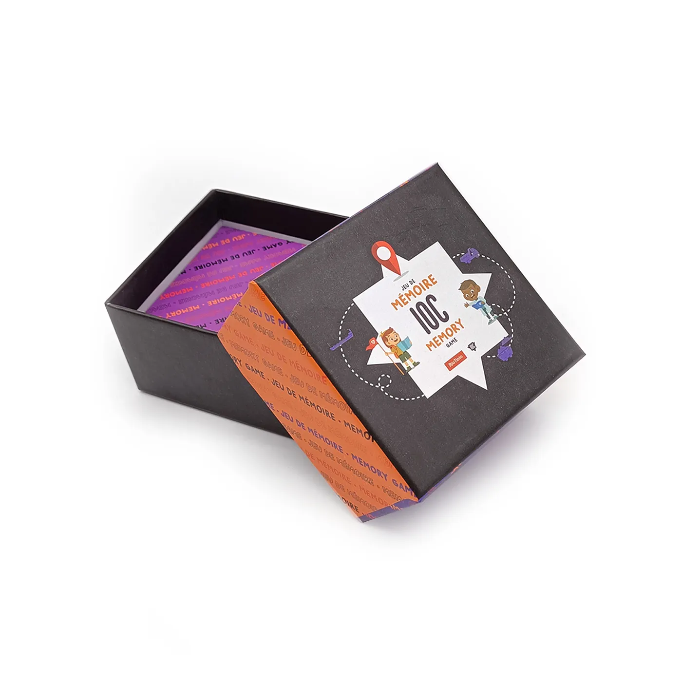 Bayaya personalizzato stampato educativo Flash carte personalizzate quadrate carte da gioco con due pezzi scatola per bambini