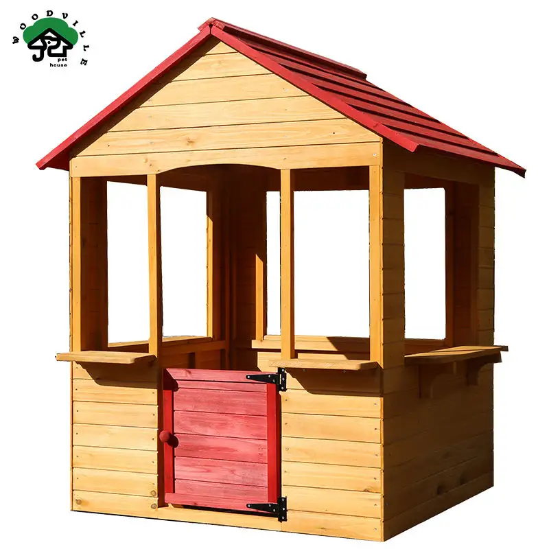 Casa de juegos para interiores y exteriores, casa de Cubby de madera blanca, casa de madera para niños con valla, casas de juegos modernas para niños