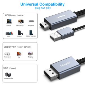 BENFEI <strong>HDMI</strong> to <strong>DisplayPort</strong> Cable, 1.8 Meter <strong>HDMI</strong> Source to <strong>DisplayPort</strong> Monitor Compatible with PC Graphics Card Laptop PS5 - Product Image 2