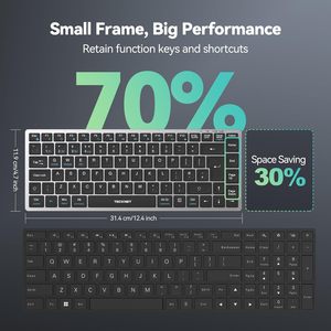 2,4G inalámbrico recargable para teclado Blue Tooth QWERTY UK diseño compacto Mini teclado teclas silenciosas Compatible Multi - Product Image 2