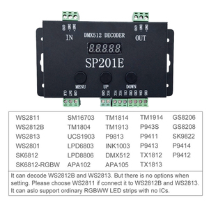 Decodificador de DC5-24V SP201E DMX512, controlador direccionable de 5 canales RGB IC SPI para tiras LED WS2812B WS2811