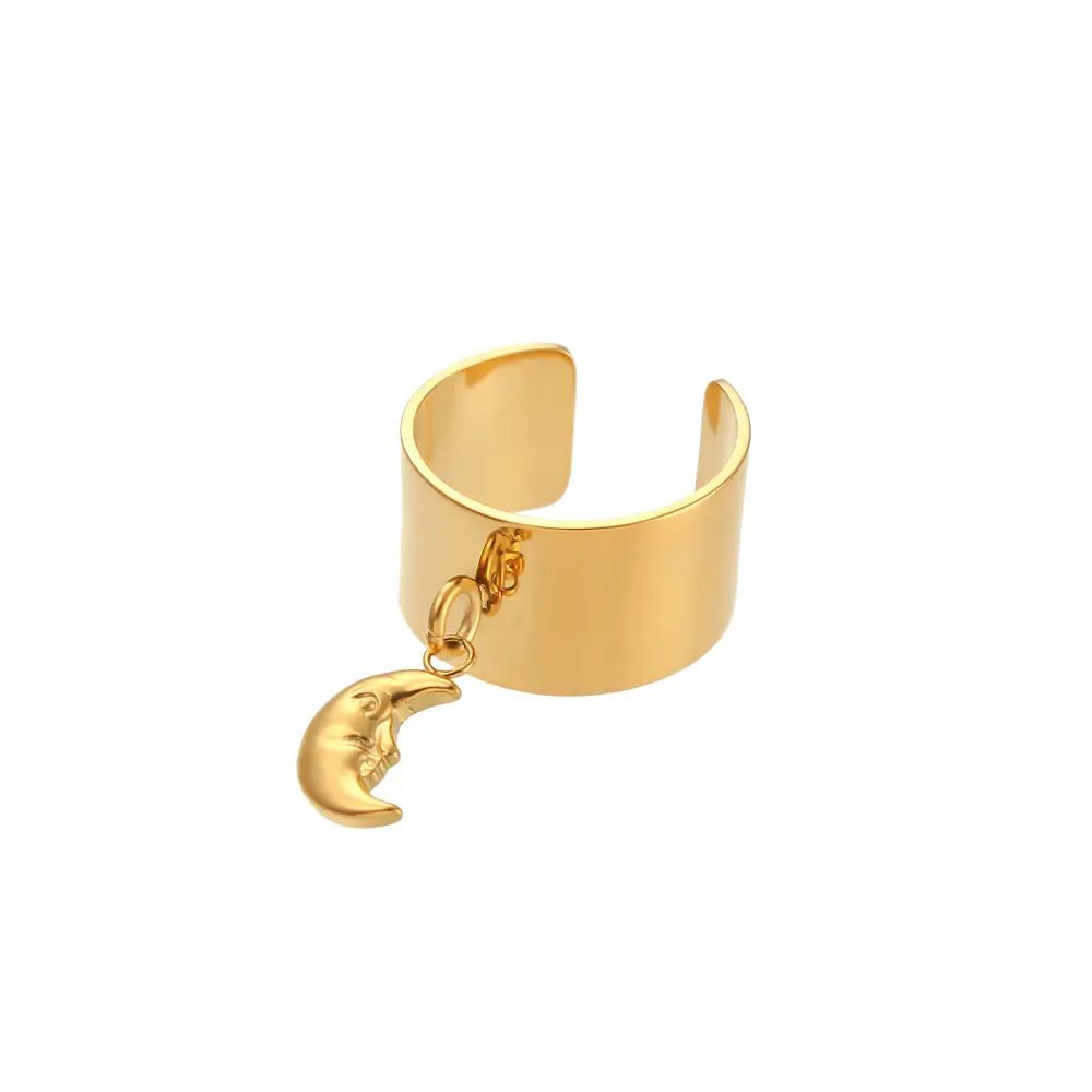 In acciaio inox 18K placcato oro personalizzato inciso anelli a banda regolabile per le donne degli uomini aprire anello polsino con il fascino