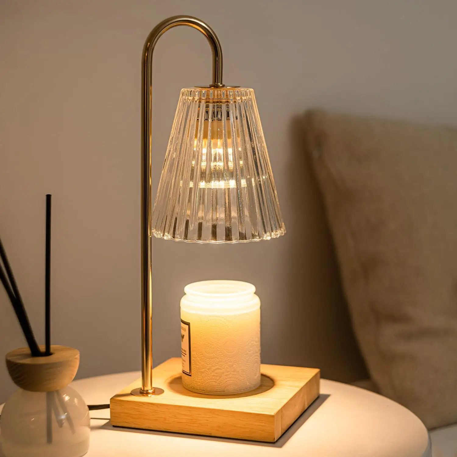 Kapalı klasik mum isıtıcı lamba elektrikli hediye anne yatak odası ev dekor için dim balmumu eriyik isıtıcı kokulu 2 ampuller kavanoz mumlar