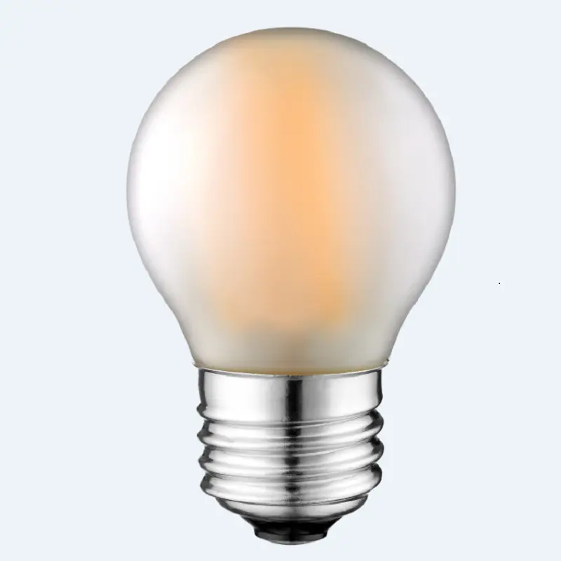 Venta al por mayor G45 E26 E27 lámpara de vidrio redondo esmerilado, venta a granel bombilla de filamento Led esmerilado luz libre de parpadeo regulable