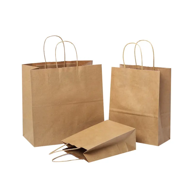 Белая и коричневая крафт-бумага витая Ручка для покупок одежды бумажный мешок с напечатанным логотипом