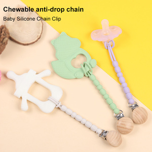 New arrivals cấp thực phẩm mềm linh hoạt bé núm vú Clip & chủ Silicone Mọc Răng Hạt Teether núm vú với clip cho trẻ sơ sinh - Product Image 3