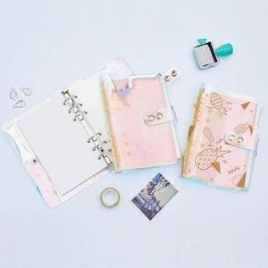 6-Raccoglitore Ad Anelli Copertura Riutilizzabile Notebook Shell con Chiusura A Bottone A Pressione per Anello-Bound Planner Pagine in Abbagliante arcobaleno di colore
