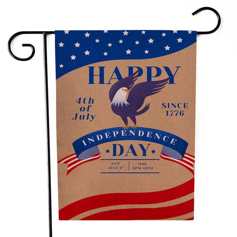 Bandiera con stampa fronte-retro 30*45 all'ingrosso e bandiere da giardino con decorazione per il giorno dell'indipendenza americana per il cortile