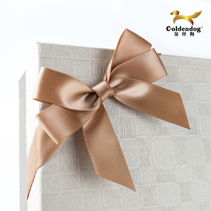 Cinta de satén de colores sólidos o con logotipo personalizado impreso, lazo ajustable preatado con lazo elástico para caja de regalo, 196 - Product Image 3