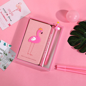 Kawaii Journal Stationery materiale scolastico studio strumenti regalo Set di quaderni di fenicotteri rosa Set di penne per appunti diario di agenda - Product Image 6
