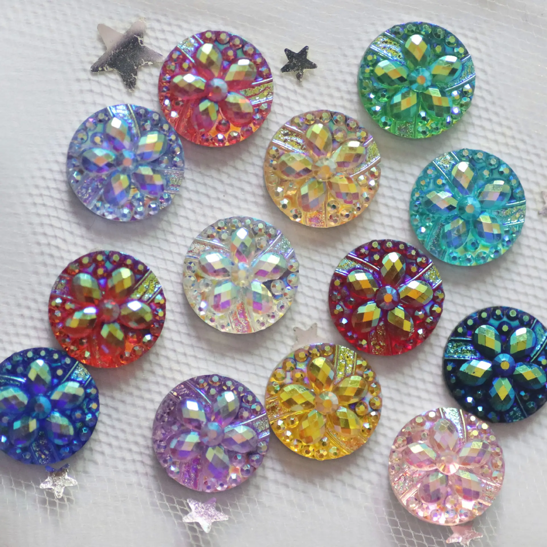 12mm Acryl Ab Stones Flatback Glitter DIY Zubehör Runde Harz Perlen