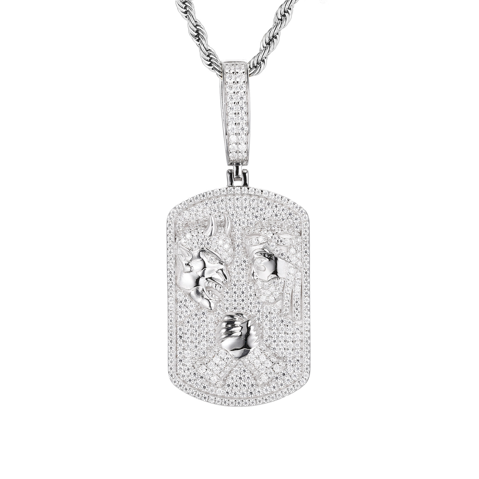 White gold + stainless steel twist chain