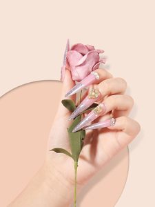 ปลายเล็บสำหรับเล็บอะคริลิคยาว XL ปลายเล็บปลอมแบบใสยาวไม่มีรอยนิ่มปลายเล็บปลอมทรงสี่เหลี่ยมเรียวยาวครึ่งปก - Product Image 4