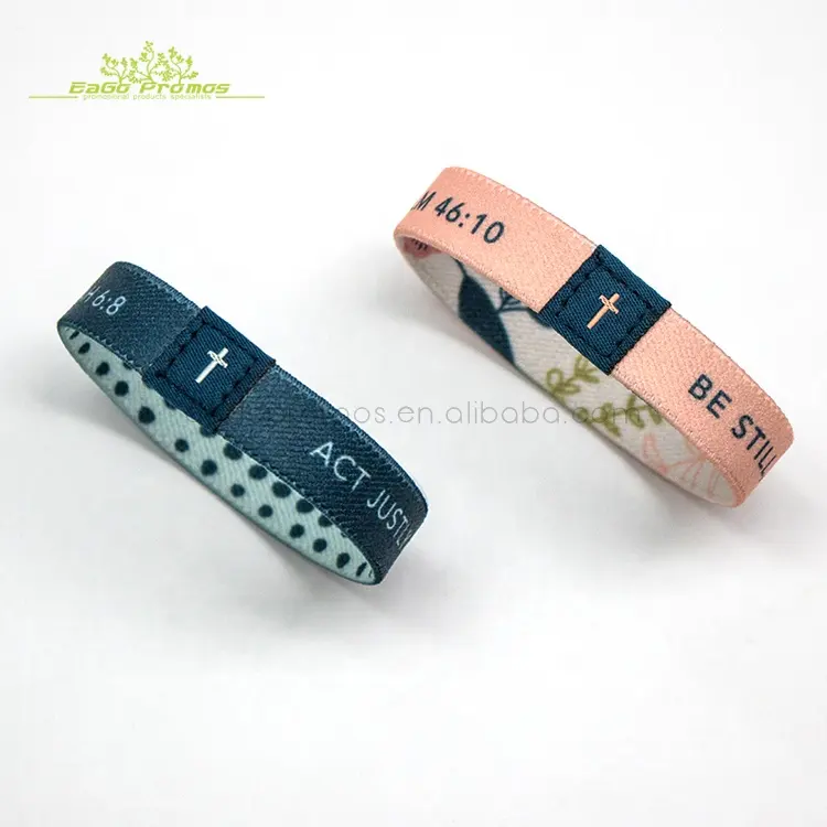 Hot sale personalized polyester stretch wrist band, colorful top quality fabfic elastic wristband wholesale for party