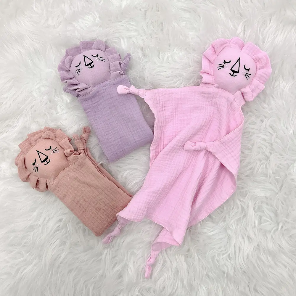 CHEER yumuşak pamuk Muslin bebek yorgan örme güvenlik uyku peluş oyuncak yeni doğan dolması hayvan rahatlatıcı battaniye