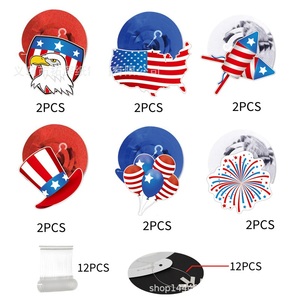 Hstyle 12 adet 4 temmuz süslemeleri asılı amerikan bayrağı yıldız temmuz partisi dekorları dördüncü vatansever süslemeleri için Swirls - Product Image 5