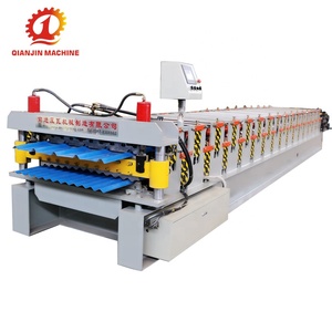 Giá Thấp Kim Loại Thép Hai Lớp Thép Mái Tấm Sắt Tấm Gạch Lạnh <span class=keywords><strong>Roll</strong></span> <span class=keywords><strong>Forming</strong></span> <span class=keywords><strong>Machine</strong></span> Đối Với Roof Panels - Product Image 1