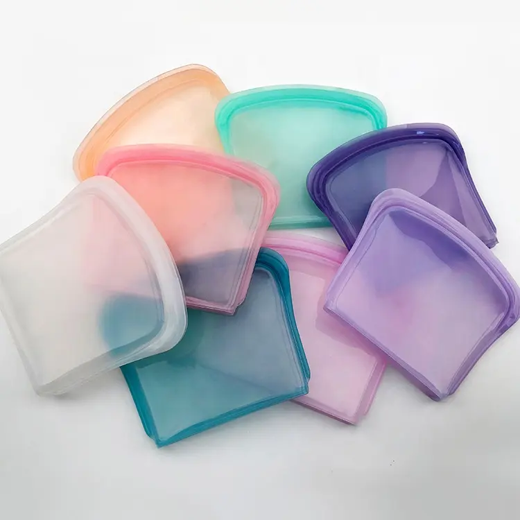 200ml Silicone thực phẩm lưu trữ Bag tái sử dụng Silicone bé Snack nhà bếp Túi